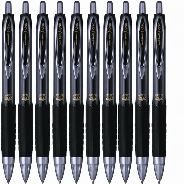 Roller cu gel uni-ball Signo UMN-207, negru, 0,5 mm, cerneală cu micro-gel, set de 11 bucăți (din set original)