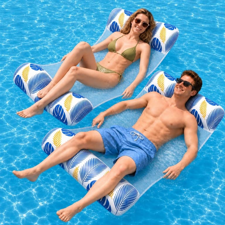 Mennitr Saltele gonflabile de apă pentru piscină 2 buc., XL Hamac de apă cu plasă, jucărie de apă 4 în 1 — 1 buc. (stare: vezi a 2-a imagine)
