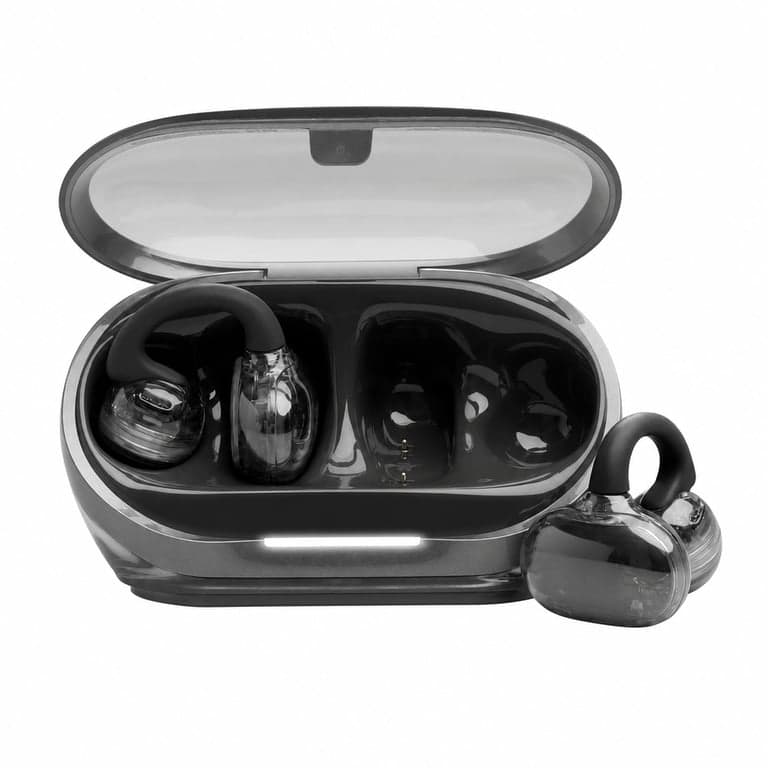 Căști open-ear JBL Soundgear Clips, culoare Ghost Black - design SonicArc, 32 — Cablul USB nu este inclus (stare: vezi a 2-a fotografie)