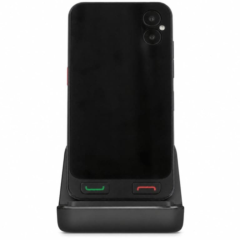 Smartphone SPC Zeus 2 pentru seniori, negru, ecran 5 inchi, 64 GB, pictograme XXL, buton SOS, stație de încărcare, Android – (stare: vezi a 2-a imagine)