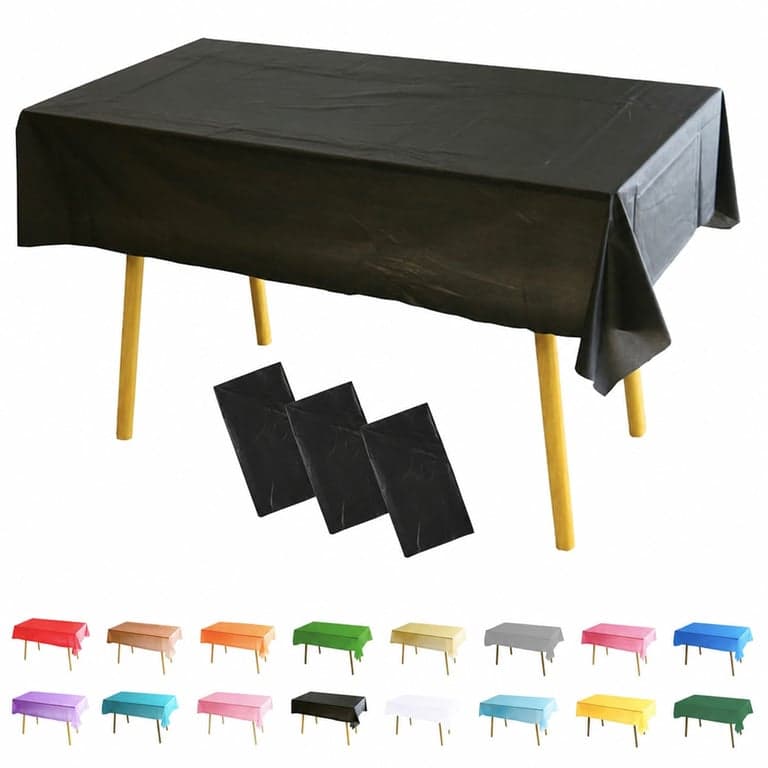 Față de masă lavabilă MOMAHUA, set de 6 bucăți, față de masă din PEVA negru, impermeabilă, 137x274 cm, față de masă reutilizabilă, într-o singură culoare, pentru petreceri, zile de naștere, nunți — set de 4 bucăți
